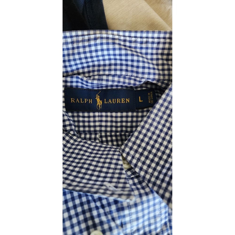 Ralph Lauren Mens Button Down Shirt Gingham Check Red Pony Logo Size L Preppy